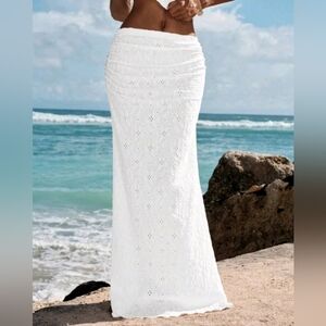 Solid Color Knitted Mermaid Bodycon Skirt For Women